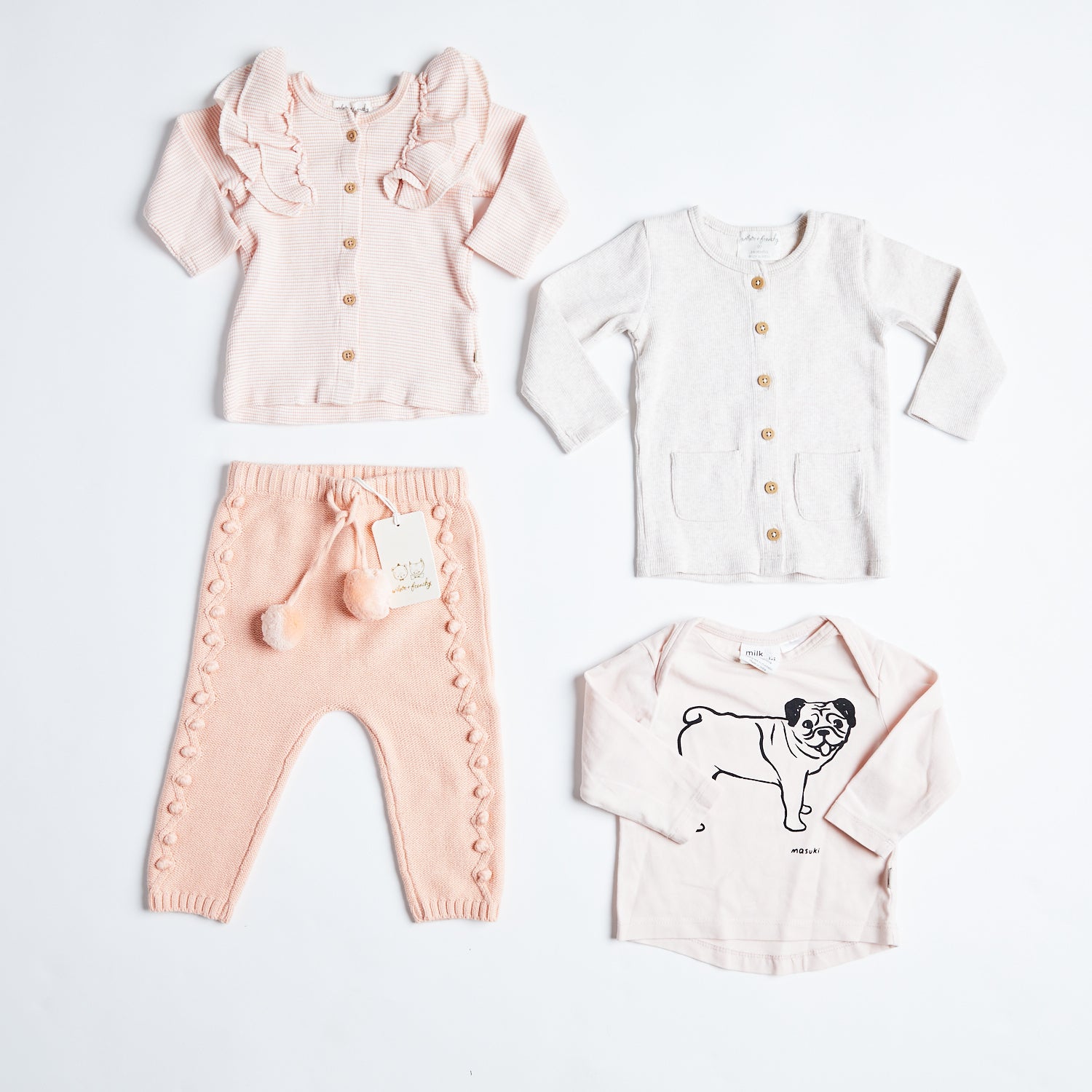 WILSON & FRENCHY + MILK & MASUKI 4 PIECE BUNDLE, 3-6M